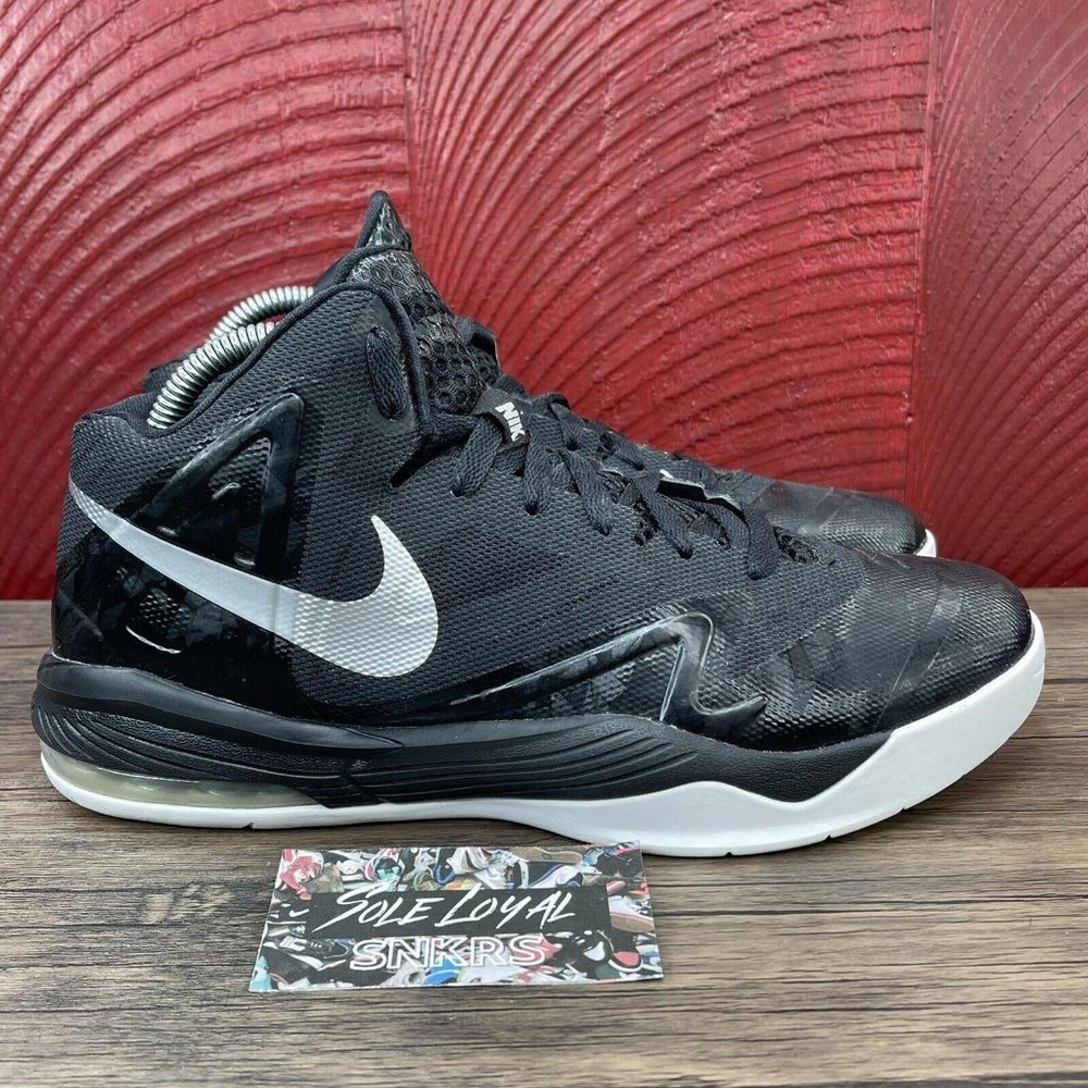Mens NIKE Air Max‎ Premiere Basketball Shoe 689567-001 BLACK WHITE SILVER  Sz 8